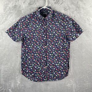 Bonobos Shirt men's Medium Floral Button Down Slim Fit Short Length Flowers Blue